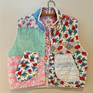 Handmade Patchwork Floral Quilted Vest